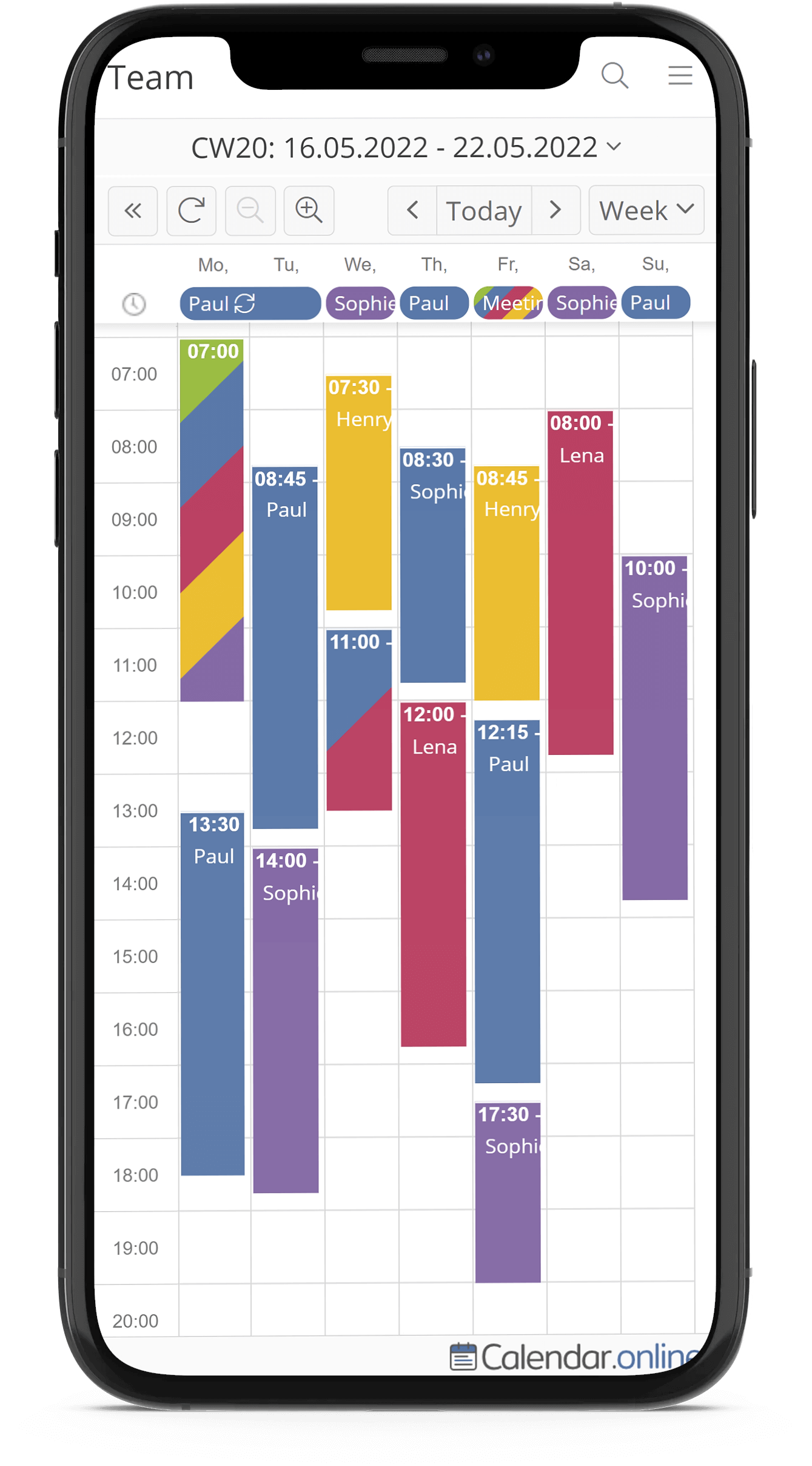 Online calendar for teams and groups